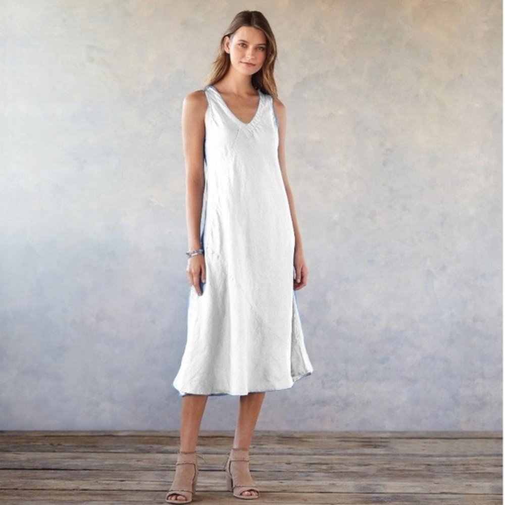 CP Shades Trina White Linen Midi Dress
